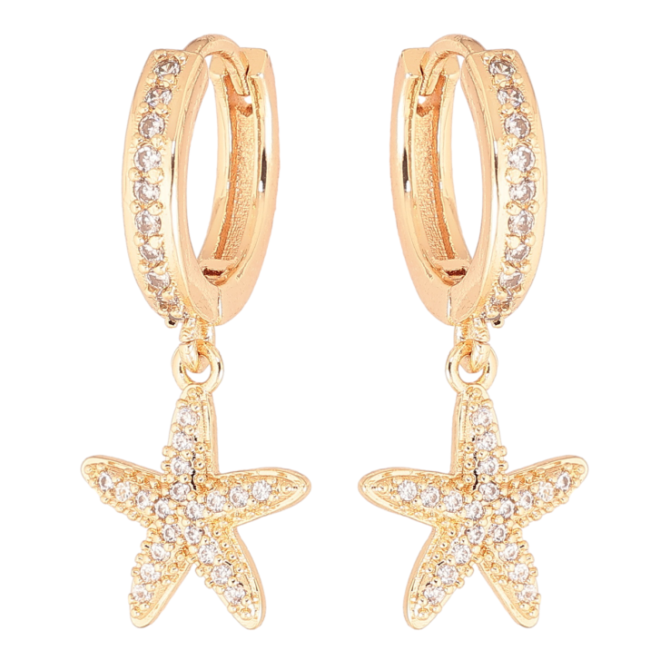 Сережки Xuping M&L Колір 18K підвіски на колечках «Морські зірки з кристалами» фото №22