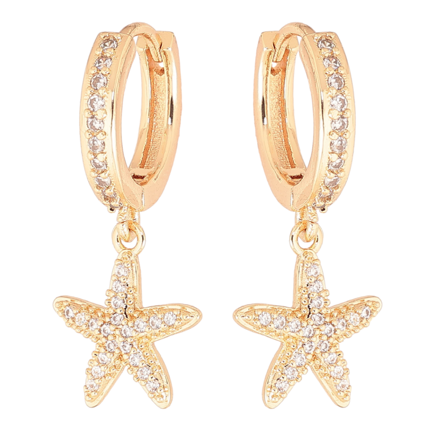 Серьги Xuping M&L Цвет 18K подвески на колечках Морские звезды с кристаллами фото №1