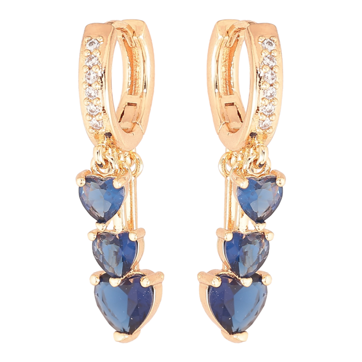 Сережки Xuping M&L Колір 18K підвіски на колечках «Сині кришталеві сердечка» фото №12