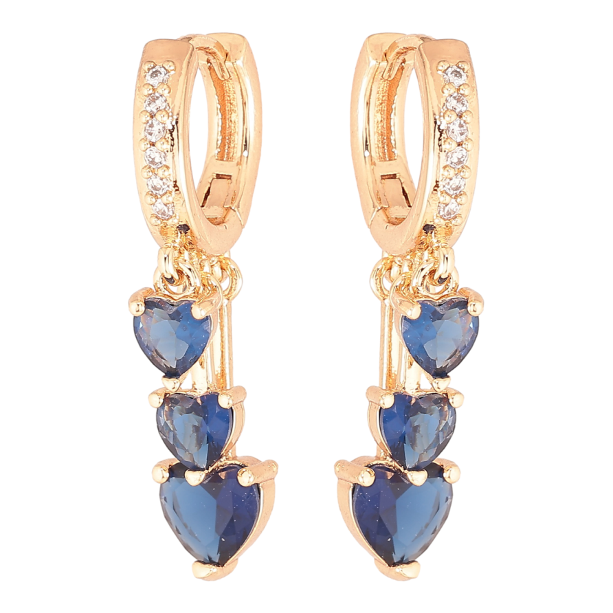 Сережки Xuping M&L Колір 18K підвіски на колечках «Сині кришталеві сердечка» фото №1