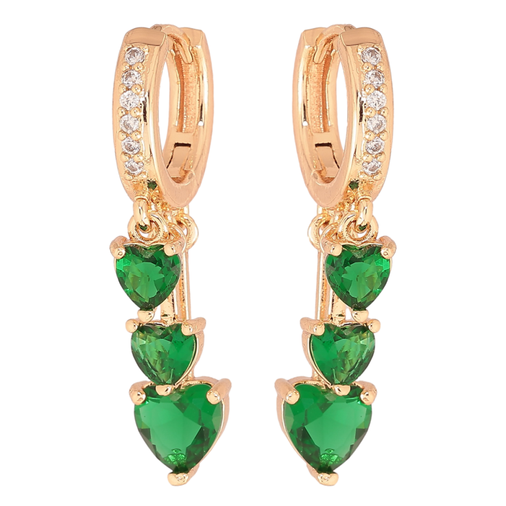 Сережки Xuping M&L Колір 18K підвіски на колечках «Зелені кришталеві сердечка» фото №23