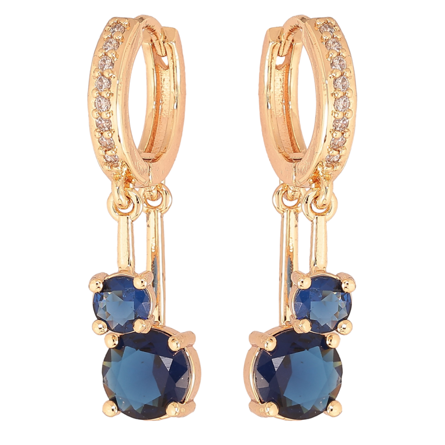 Сережки Xuping M&L Колір 18K підвіски на колечках «Два сині кристали» фото №1