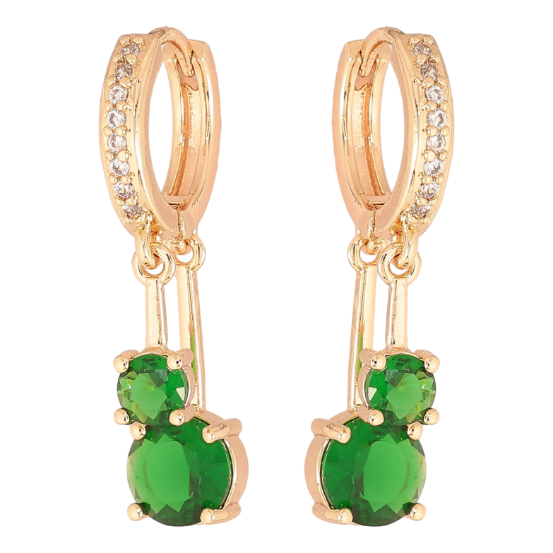 Сережки Xuping M&L Колір 18K підвіски на колечках «Два зелених кристали» фото №14