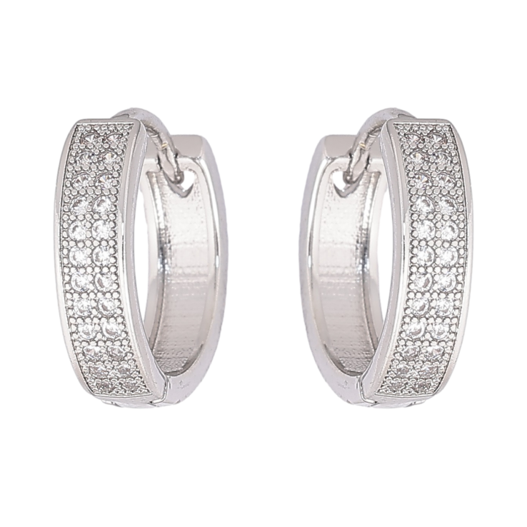 Серьги Xuping M&L Цвет Родий колечки Инкрустация кристаллами фото №3