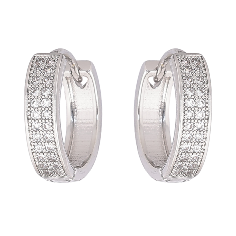 Серьги Xuping M&L Цвет Родий колечки Инкрустация кристаллами фото №1