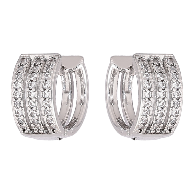 Серьги Xuping M&L Цвет Родий колечки Инкрустация кристаллами фото №1