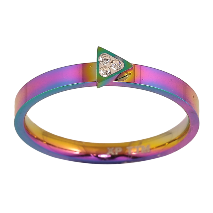 Каблучка Xuping TTM Stainless Steel Колір Хамелеон «Трикутник з кристалами фото №2