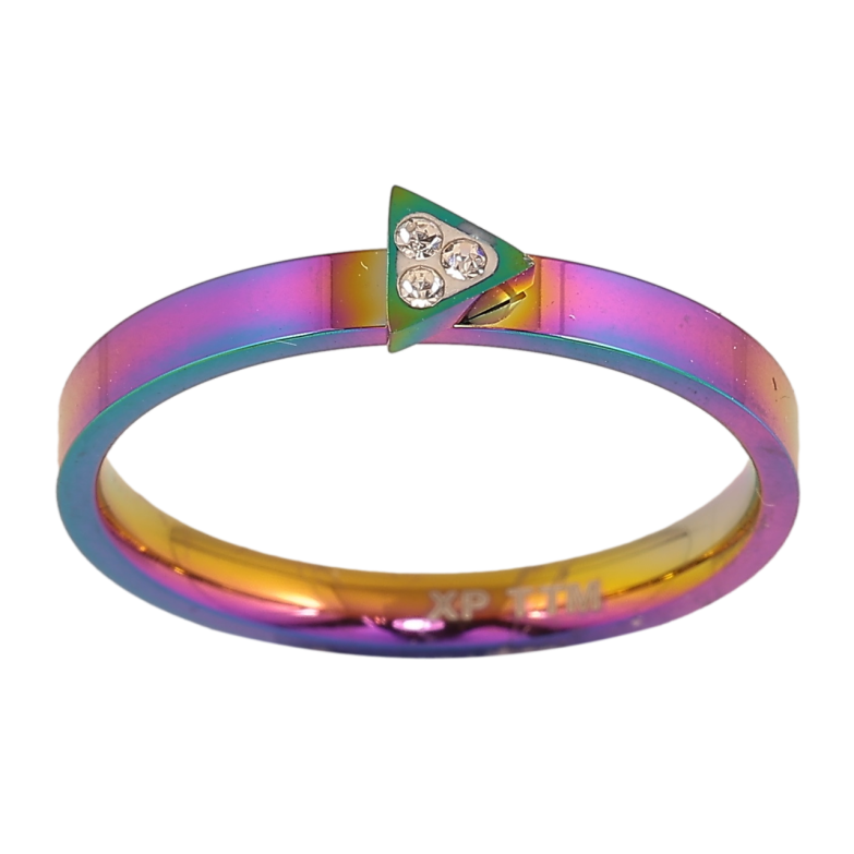 Кольцо Xuping TTM Stainless Steel Цвет Хамелеон Треугольник с кристаллами фото №1