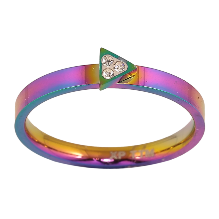 Каблучка Xuping TTM Stainless Steel Колір Хамелеон «Трикутник з кристалами фото №1