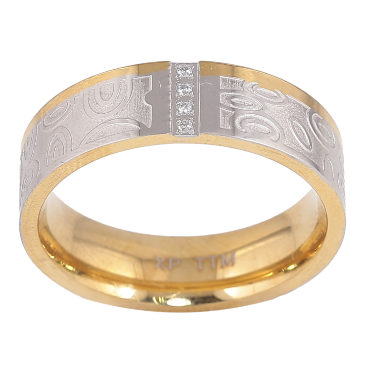 Каблучка Xuping TTM Stainless Steel Колір 14К+Родій Декоративний візерунок, шир. 6мм фото №11