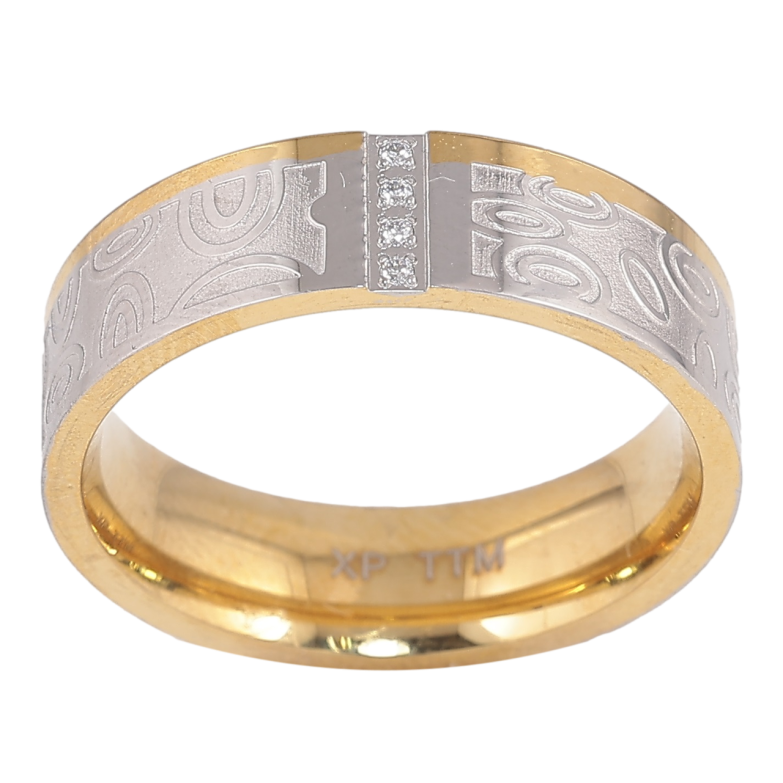 Каблучка Xuping TTM Stainless Steel Колір 14К+Родій Декоративний візерунок, шир. 6мм фото №4
