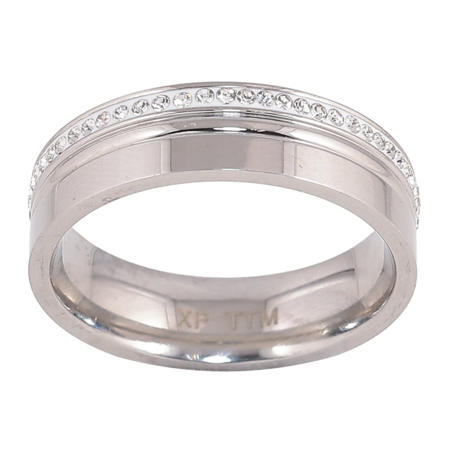 Каблучка Xuping TTM Stainless Steel Колір Родій Доріжка кристалів, шир. 6мм фото №1