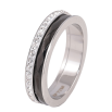 Кольцо Xuping TTM Stainless Steel Цвет Родий Дорожка кристаллов и черной вставкой, ш 5мм фото №2