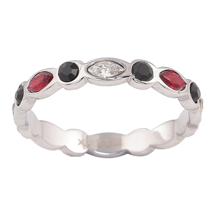 Каблучка Xuping TTM Stainless Steel Колір Родій «Доріжка різнокольорових кристалів» фото №20