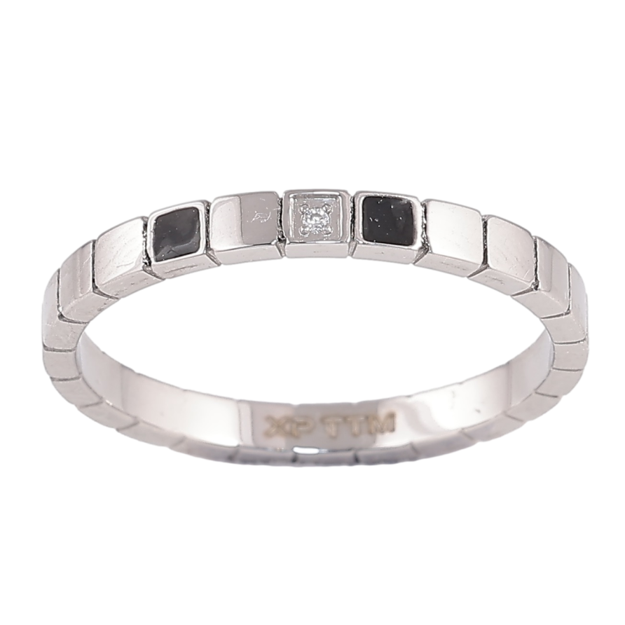 Каблучка Xuping TTM Stainless Steel Колір Родій «Декоративний візерунок з чорною емаллю, шир. 2.5 мм» фото №1