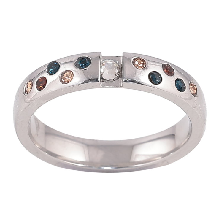 Каблучка Xuping TTM Stainless Steel Колір Родій Вставки різнокольорових кристалів, шир. 4мм фото №10