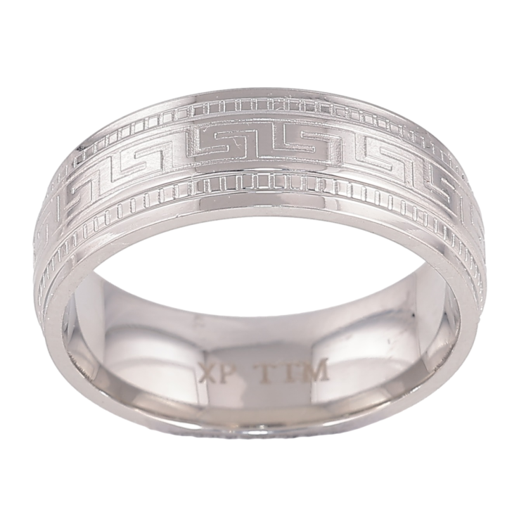 Каблучка Xuping TTM Stainless Steel Колір Родій «Грецький орнамент, шир. 7мм» фото №11