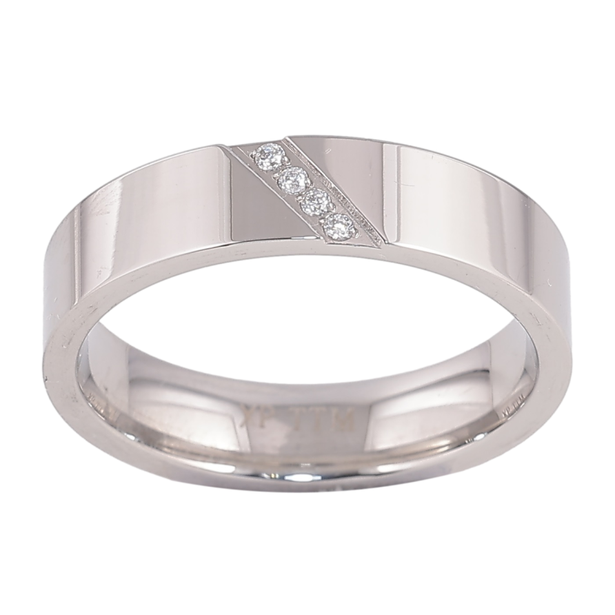 Каблучка Xuping TTM Stainless Steel Колір Родій «Візерунок кристалами, шир. 5мм» фото №1