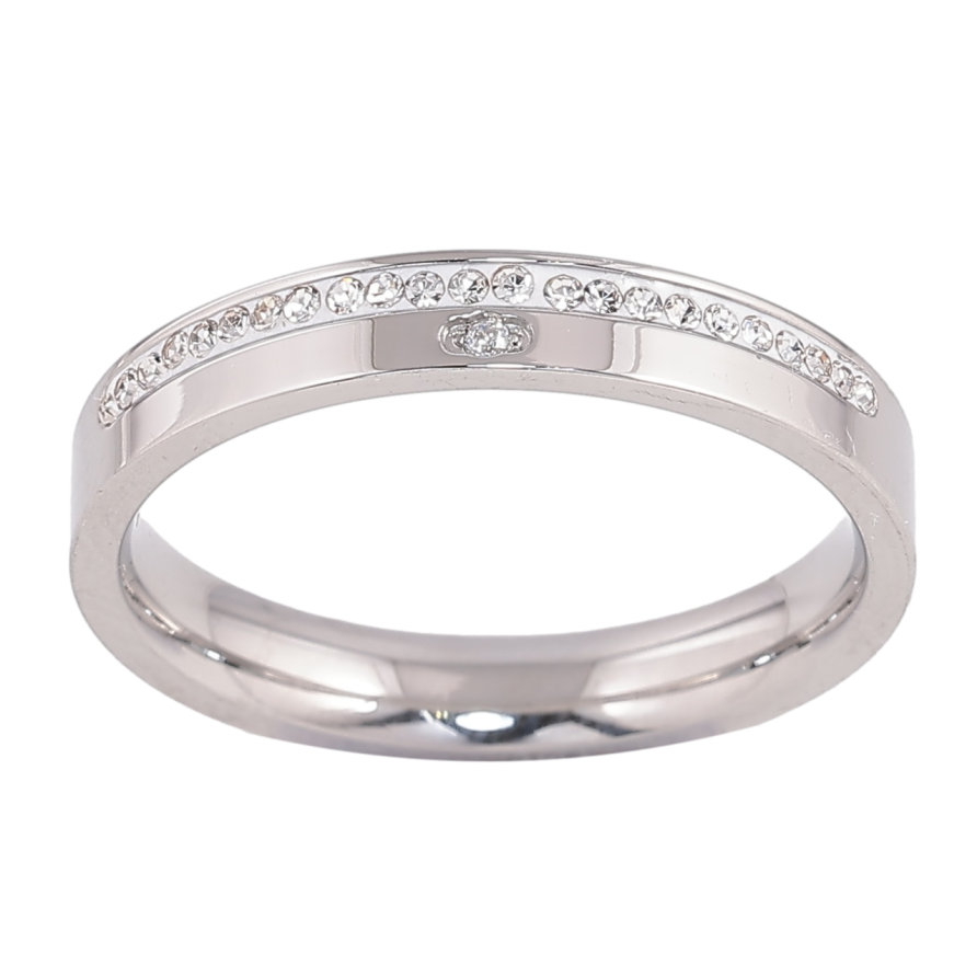 Каблучка Xuping TTM Stainless Steel Колір Родій Доріжка кристалів, шир. 3.5мм фото №1