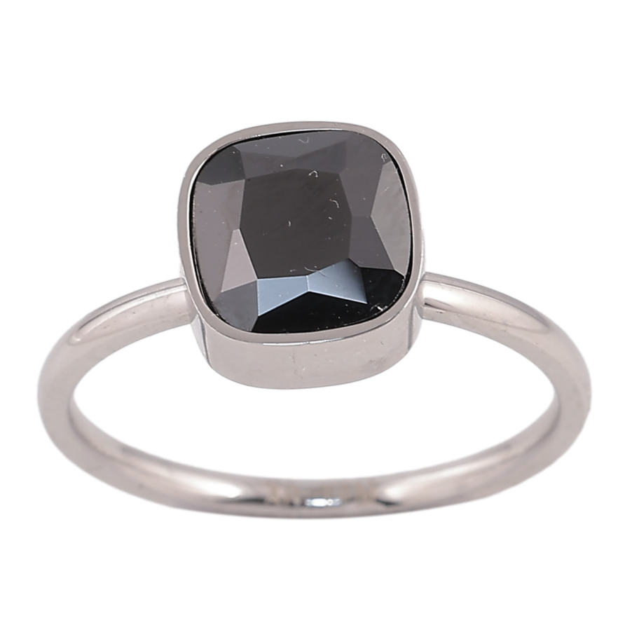 Каблучка Xuping TTM Stainless Steel Колір Родій «Чорний кристал, 9х9мм» фото №1