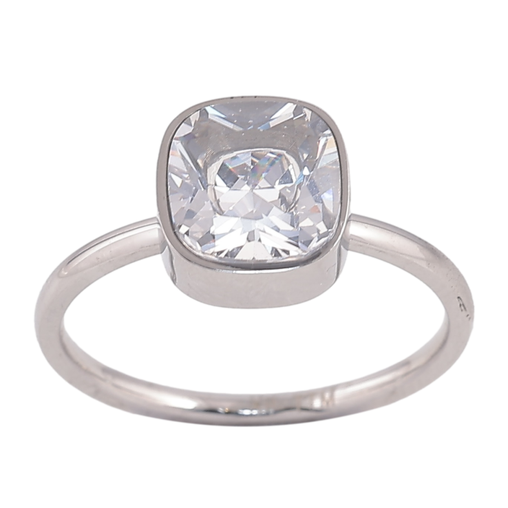 Каблучка Xuping TTM Stainless Steel Колір Родій «Кристал, 9х9мм» фото №4