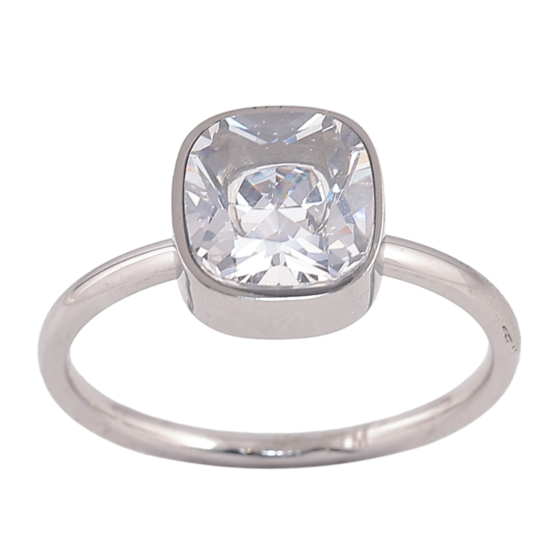 Каблучка Xuping TTM Stainless Steel Колір Родій «Кристал, 9х9мм» фото №1