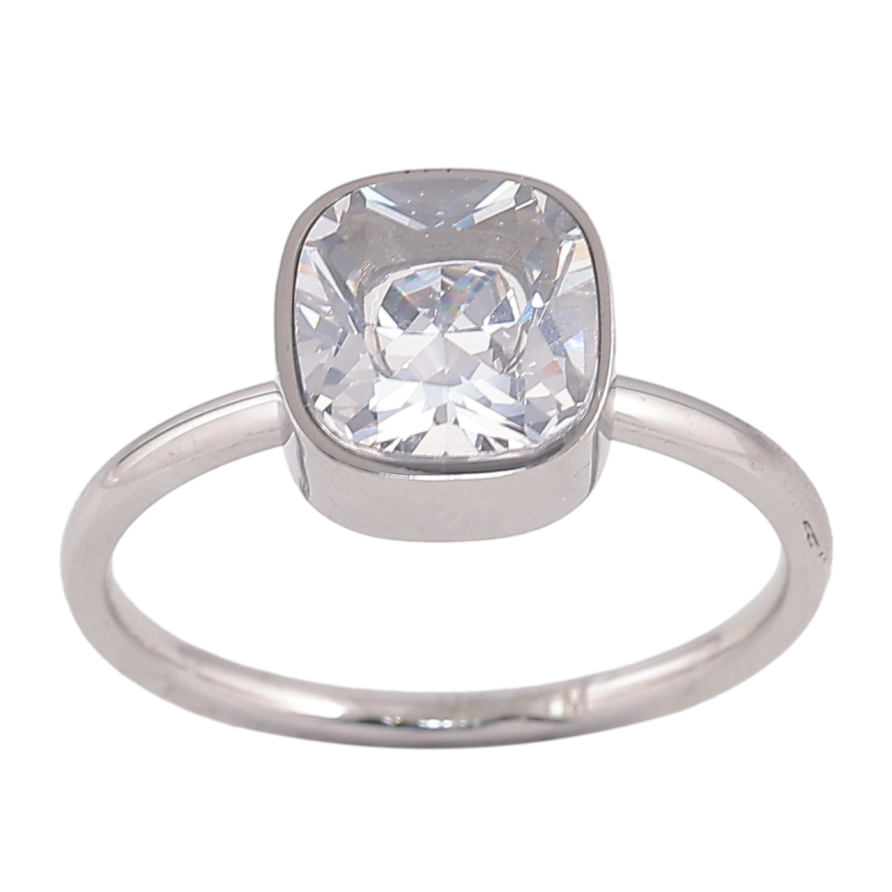 Каблучка Xuping TTM Stainless Steel Колір Родій «Кристал, 9х9мм» фото №1