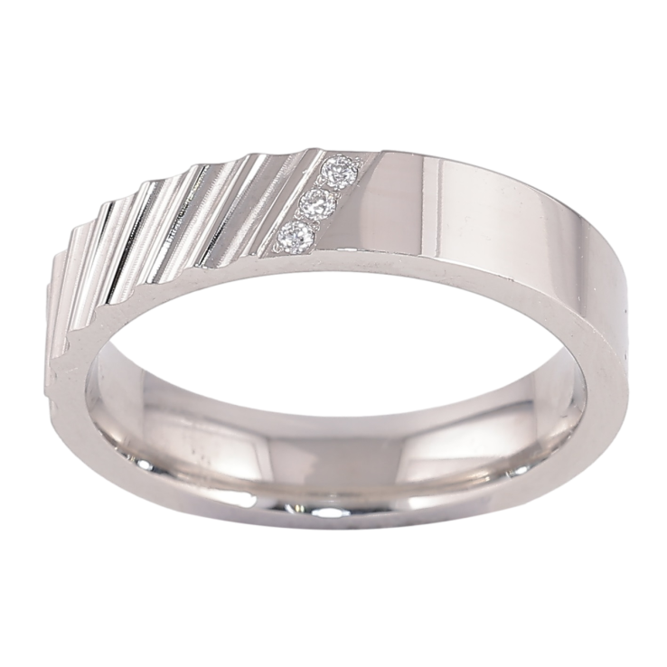 Каблучка Xuping TTM Stainless Steel Колір Родій «Візерунок з кристалами, шир. 5мм» фото №8