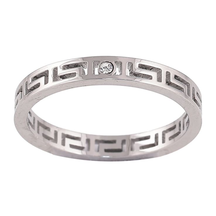 Каблучка Xuping TTM Stainless Steel Колір Родій Грецький візерунок, шир. 3мм фото №15