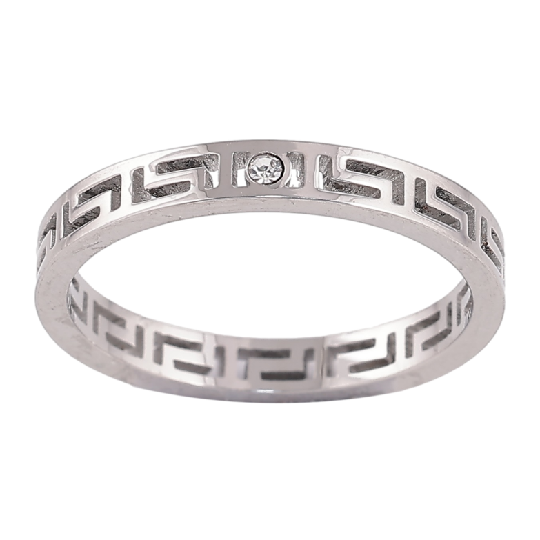 Каблучка Xuping TTM Stainless Steel Колір Родій Грецький візерунок, шир. 3мм фото №4