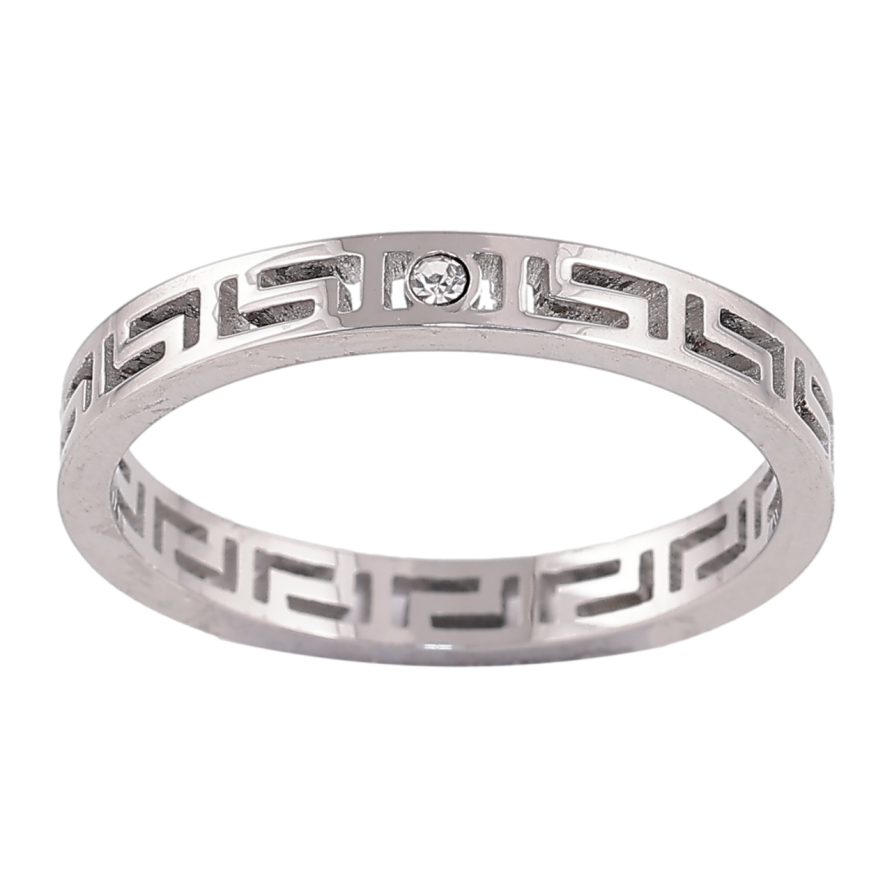 Каблучка Xuping TTM Stainless Steel Колір Родій Грецький візерунок, шир. 3мм фото №1