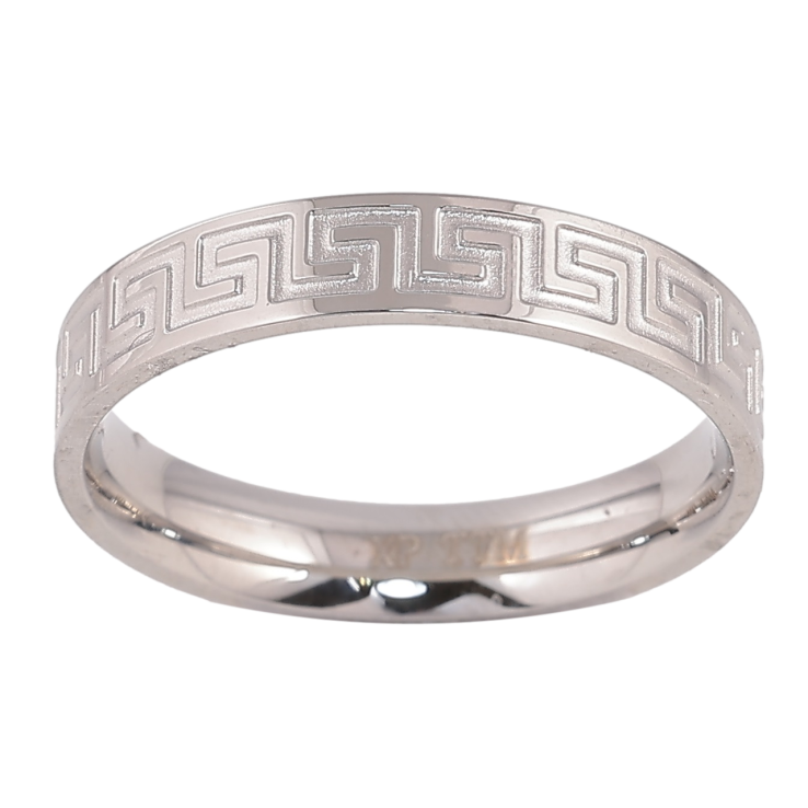 Каблучка Xuping TTM Stainless Steel Колір Родій Грецький візерунок, шир. 4мм фото №21 Каблучка Xuping TTM Stainless Steel Колір Родій Грецький візерунок, шир. 4мм фото №21