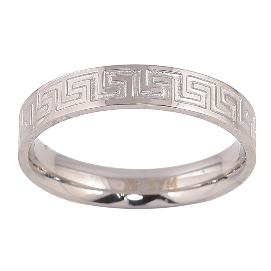 Каблучка Xuping TTM Stainless Steel Колір Родій Грецький візерунок, шир. 4мм фото №1