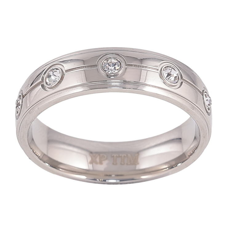 Каблучка Xuping TTM Stainless Steel Колір Родій «Вставки кристалів, шир. 5.5мм» фото №21