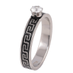 Кольцо Xuping TTM Stainless Steel Цвет Родий Греческий узор с кристаллом фото №2