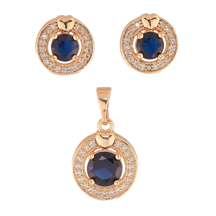 Набір Xuping M&L Колір 18K Сережки Кулон «Кришталеві колечка з синіми кристалами» ø 10мм и 12мм фото №19