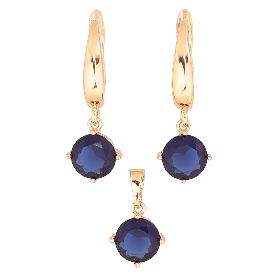 Набор Xuping M&L Цвет 18K Серьги Кулон Синие кристаллы ø 8мм фото №1