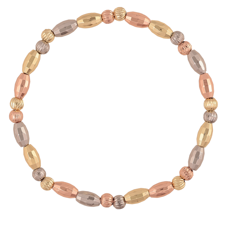 Браслет Xuping M&L колір 14К+18К+Родій «Грановані намистини» на резинці вільний розмір фото №3 Браслет Xuping M&L колір 14К+18К+Родій «Грановані намистини» на резинці вільний розмір фото №3