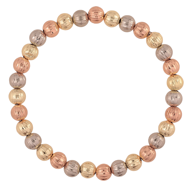 Браслет Xuping M&L колір 14К+18К+Родій «Намистини з візерунком» на резинці, ø 6мм, вільний розмір фото №16 Браслет Xuping M&L колір 14К+18К+Родій «Намистини з візерунком» на резинці, ø 6мм, вільний розмір фото №16