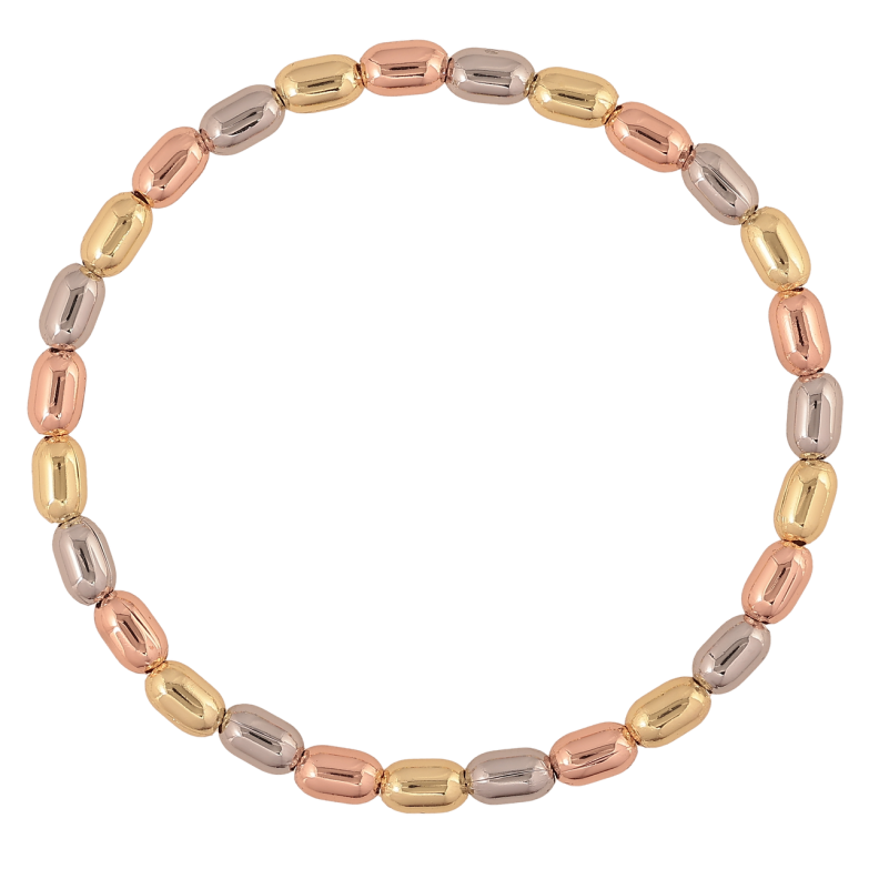 Браслет Xuping M&L колір 14К+18К+Родій «Намистини» на резинці, ø 4мм, вільний розмір фото №1 Браслет Xuping M&L колір 14К+18К+Родій «Намистини» на резинці, ø 4мм, вільний розмір фото №1