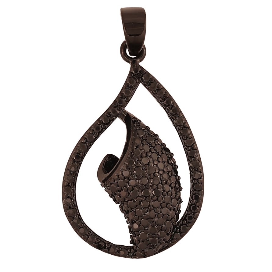 Кулон Xuping Колір Black «Крапелька з інкрустацією чорними кристалами» для ланцюжка до 5мм фото №1