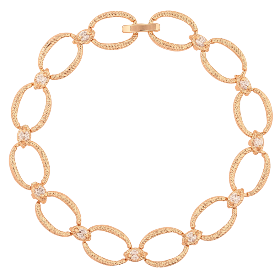 Браслет Xuping M&L Колір 18K «Овальні ланки з кристалами» довжина 19.5см х 10мм фото №1