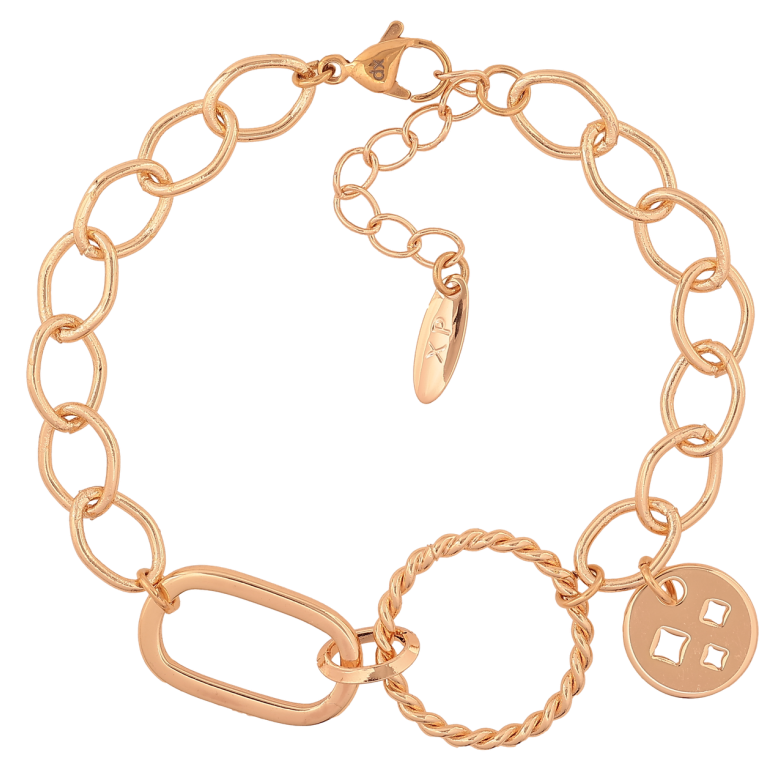 Браслет Xuping M&L Цвет 18K Цепочка с вставками и подвеской» длинна с доп.цепочкой 18-21.5см х 8-20мм фото №1