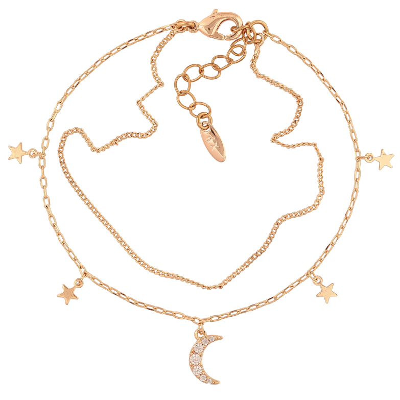 Браслет Xuping M&L Цвет 18K Двойная цепочка с подвесками» длинна с доп.цепочкой 17-20см х 2мм фото №1