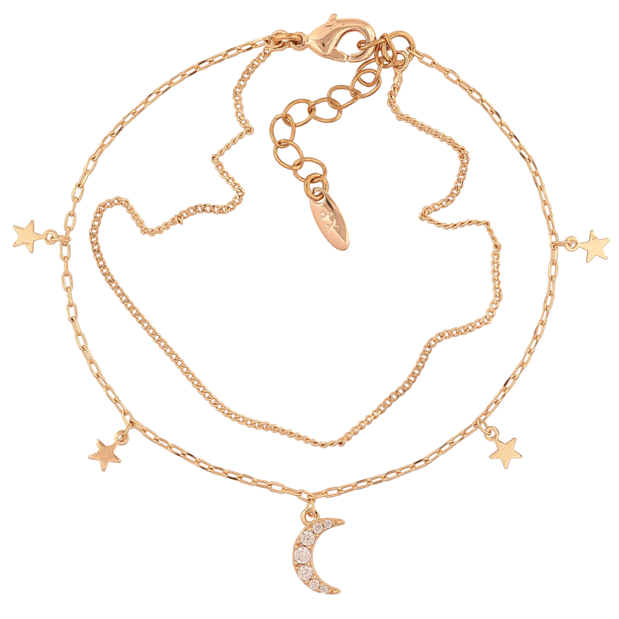 Браслет Xuping M&L Колір 18K «Подвійний ланцюжок з підвісками» довжина з дод.ланцюжком 17-20см х 2мм фото №1