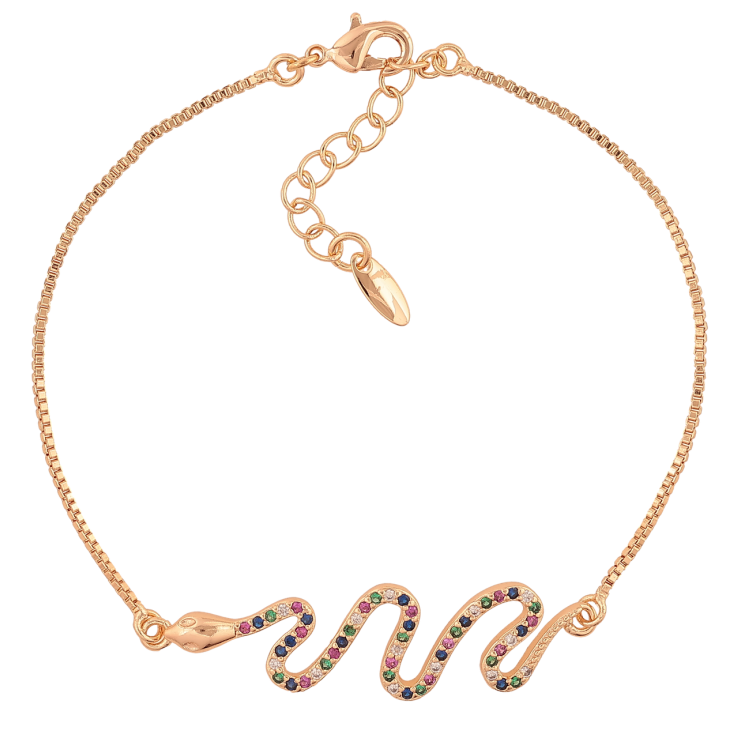 Браслет Xuping M&L Колір 18K «Змійка з різнокольоровими кристалами» довжина з доп.ланцюжком 18-21см х 1мм фото №5