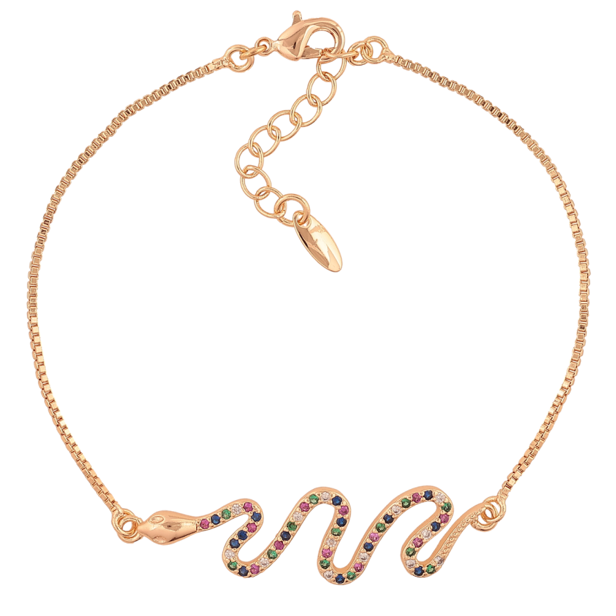 Браслет Xuping M&L Колір 18K «Змійка з різнокольоровими кристалами» довжина з доп.ланцюжком 18-21см х 1мм фото №1