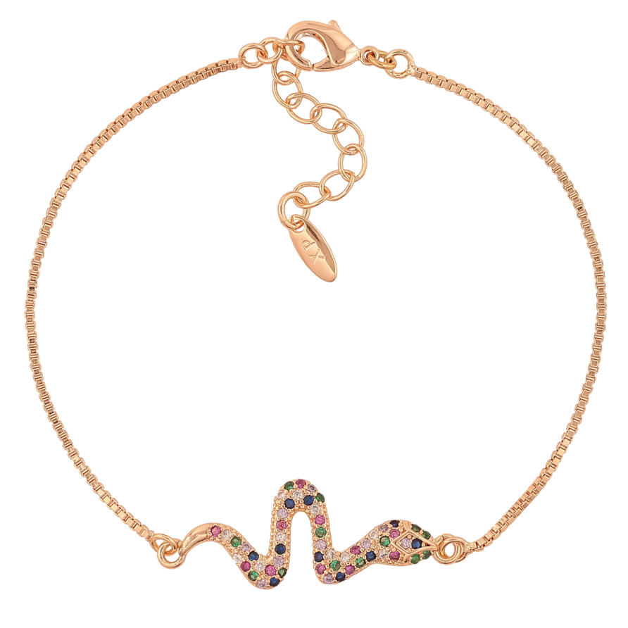 Браслет Xuping M&L Колір 18K «Змійка з різнокольоровими кристалами» довжина з доп.ланцюжком 18-21см х 1мм фото №1