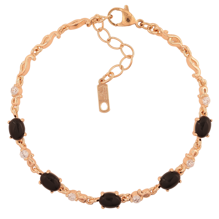 Браслет Xuping M&L Колір 18K «Візерунок з чорно-білим камінням» довжина з доп.ланцюжком 18.5-21.5см х 3-5мм фото №6