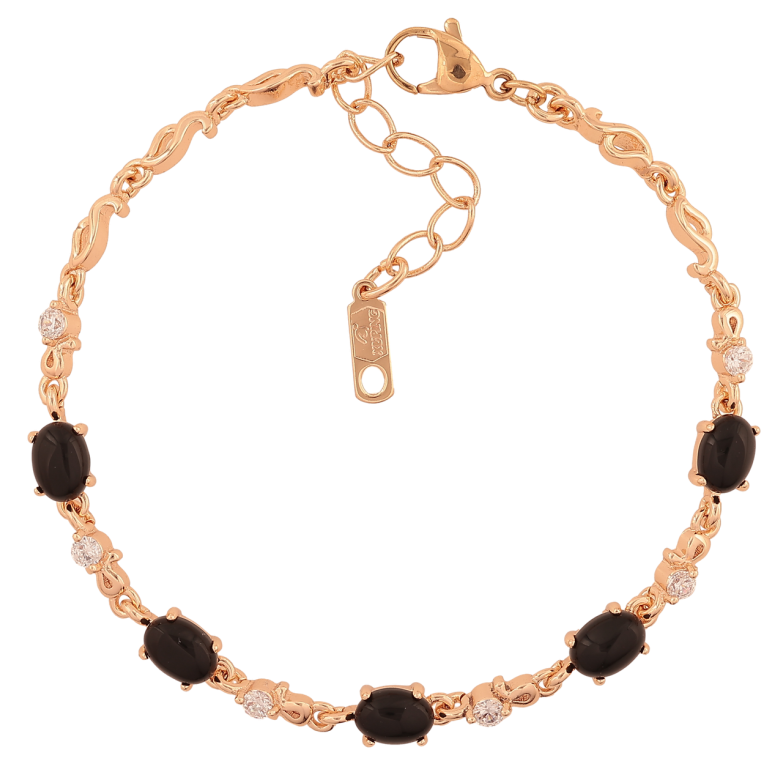 Браслет Xuping M&L Цвет 18K Узор с черно-белыми камнями» длинна с доп.цепочкой 18.5-21.5см х 3-5мм фото №1